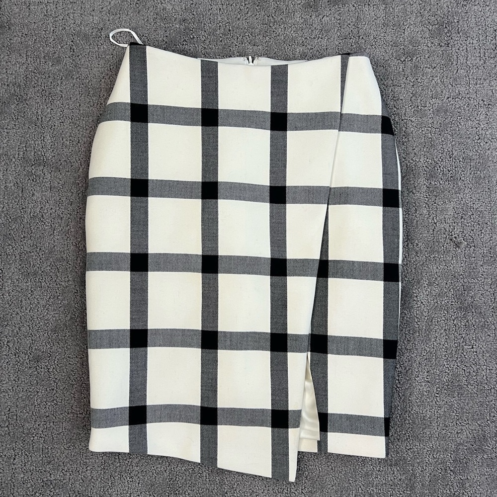Stylestalker White Plaid Asymmetric Pencil Skirt
